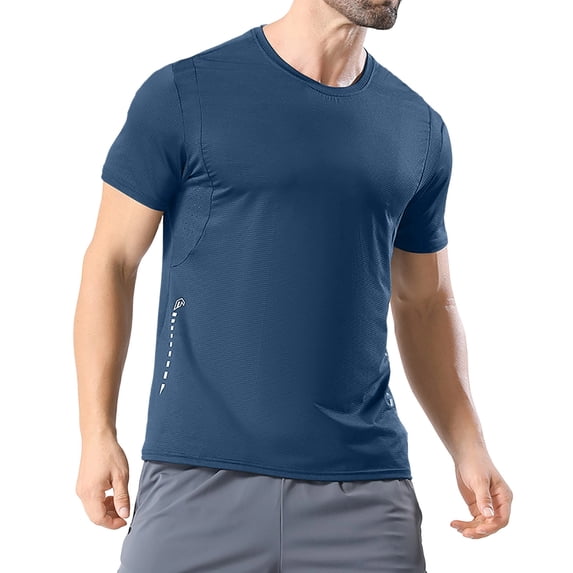 FRSASU Men's Workout Shirts Short Sleeve Dry Fit Athletic T-Shirts UPF 50+ Running Gym Swim Sun T-Shirt Blue