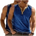 thumbnail image 1 of FRSASU Men's Workout Tank Tops Sleeveless Gym Muscle Color Block Basic Summer Beach Henley Shirt Navy, 1 of 6