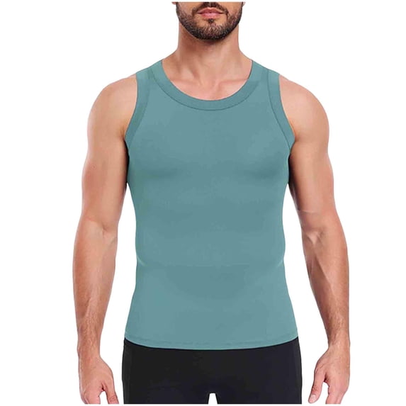 FRSASU Men's Workout Tank Tops Sleeveless Undershirt Breathable Muscle Athletic Gym Running Beach Tanks Green