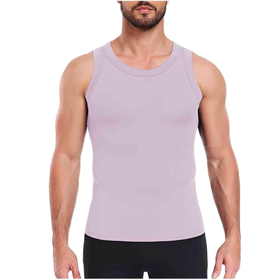 FRSASU Men's Workout Tank Tops Sleeveless Undershirt Breathable Muscle Athletic Gym Running Beach Tanks Pink