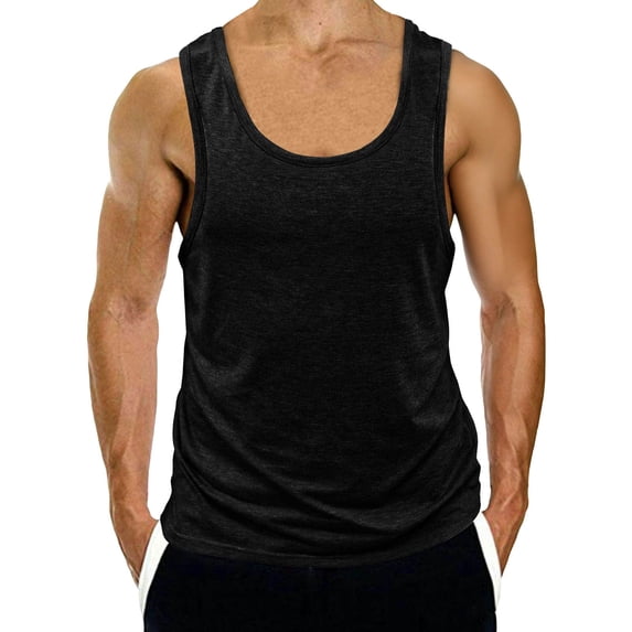 FRSASU Men's Workout Tank Tops Slim Fit Breathable Athletic Gym Muscle Shirts Quick Dry Sleeveless Athletic Summer Tees Black