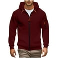thumbnail image 1 of FRSASU Men's Zip Hoodie Cardigan Lightweight Long Sleeve with Pocket Basic Casual Stylish Sweatshirt Wine, 1 of 5