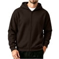 thumbnail image 1 of FRSASU Men's Zip Up Plain Hooded Sweatshirts Casual Long Sleeve Fleece Hoodie with Kangaroo Pockets Coffee, 1 of 6