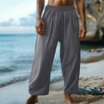 thumbnail image 1 of FRSASU Men's fashionable and comfortable cropped Pants Elastic Waist inner drawstring Casual Summer Beach Pants Dark Gray, 1 of 5