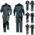 thumbnail image 1 of FRSASU Men's fashionable color blocked work clothes, wear-resistant multi pocket workwear one-piece overalls Dark Blue, 1 of 9
