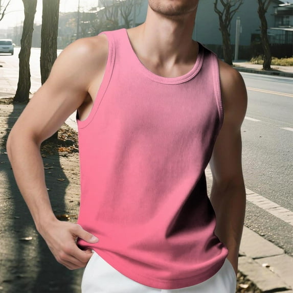 FRSASU Men's gradient color Tank Top Muscle Workout Gym Shirts Moisture Wicking Lightweight Summer Casual Sleeveless Shirts