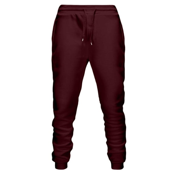 FRSASU Men's solid color Sweatpants Casual Elastic drawstring Waist Joggers Pants Workout Drawstring Jogging Pants Wine