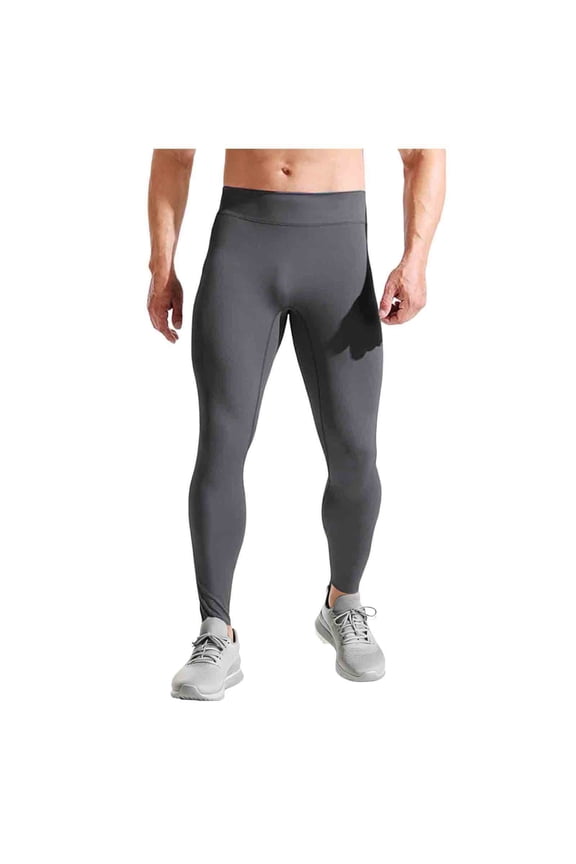 Men's thermal Running Tights Workout Compression Leggings Cycling Pants for Men Hiking Jogging Gray