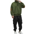 thumbnail image 1 of FRSASU Mens 2 Piece Solid Color Outfits Casual Lapel Button Jacquard Long Sleeve Shirts and Pants Matching Set Sweatsuit Army Green, 1 of 7