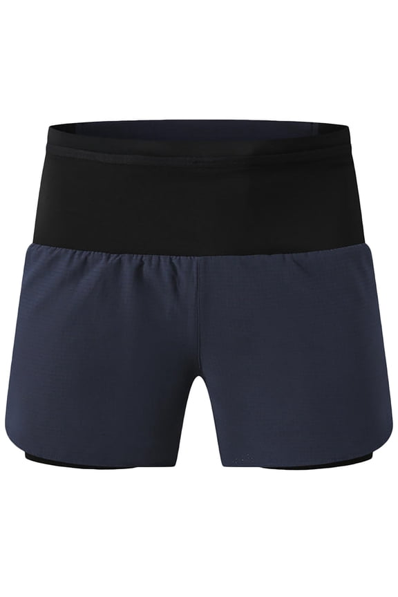 Mens 2-in-1 Running 3 Inch Shorts Quick Dry Gym Workout Athletic Training Shorts with Compression Liner,Back Zipper Pockets Blue