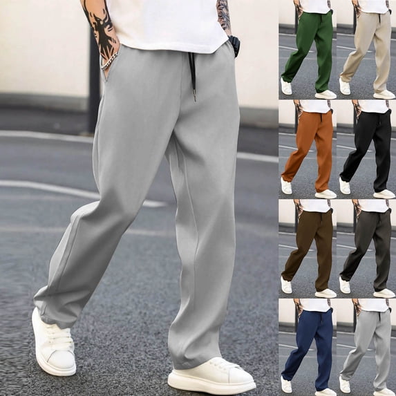FRSASU Mens Active Fleece Athletic Baggy Sweatpant Basic Running Drawstring Workout Wide-Leg Sweat Pants Orange