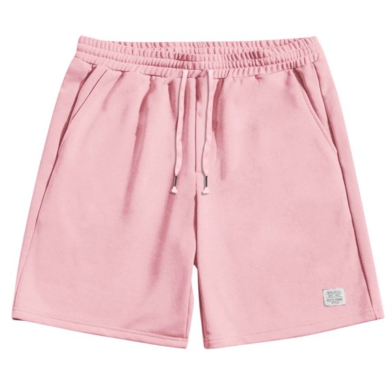 FRSASU Mens Athletic Sweat Shorts 7" Above Knee Workout Gym Shorts Lounge Shorts with Pockets Pink