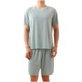 thumbnail image 1 of FRSASU Mens Bamboo Viscose Pajamas Set Short Sleeve Shorts PJ's Sleep Lounge Sleepwear Cooling Pajamas Summer Sets Comfortable Lightweight Army Green, 1 of 9