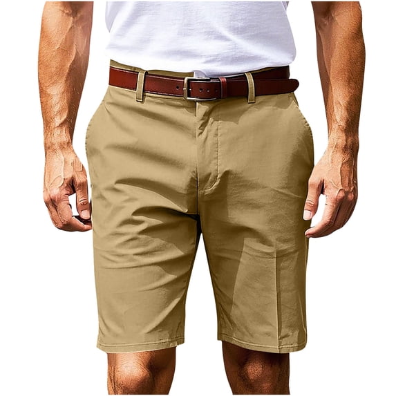 FRSASU Mens Belted Cargo Short Lightweight Outdoor Work Shorts with Pockets for Casual Camping Fishing Golf Khaki