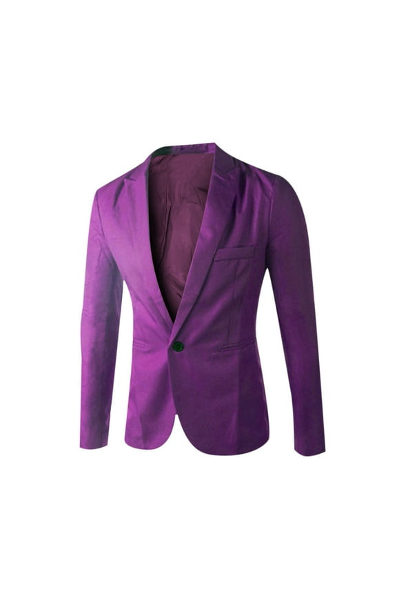 Mens Blazers Slim Fit Business Casual Men Suit Sport Coat One Button Travel Blazer Lightweight Suit Jacket Purple