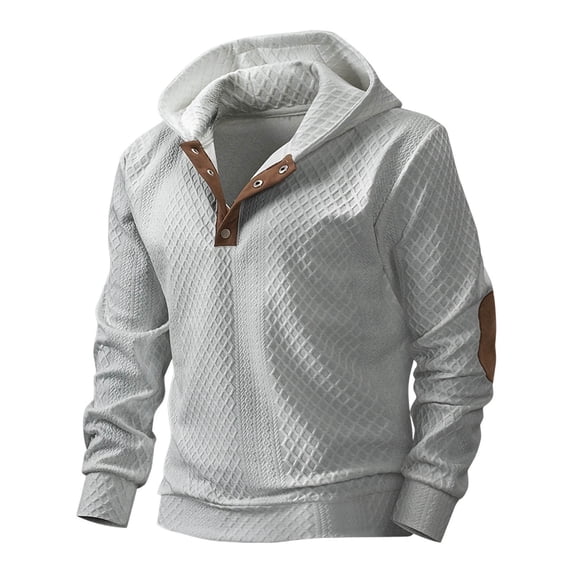 FRSASU Mens Button Down Hoodies Long Sleeve Shirt Casual Stylish Cotton Pullover Lightweight Hoodies Gray