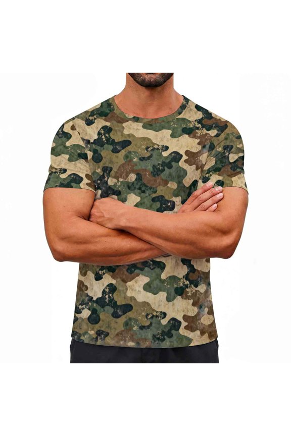 Mens Camouflage Hunting Shirts Tactical Fishing Shirt Army Military T-shirts Camo Hiking Camping Quick Dry Clothes Camouflage-D