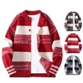 thumbnail image 1 of FRSASU Mens Cardigan Sweater Button up Stand Collar Sweater Knit Textured Striped Sweaters Coffee, 1 of 5