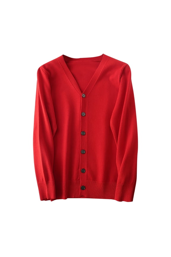 Mens Cardigan Sweaters V Neck Button Down Long Sleeve Casual Cardigan Slim Fit Sweater Red