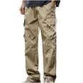 thumbnail image 1 of FRSASU Mens Cargo Pants Stretch Sweatpants Loose Fit Drawstring Hiking Workout Joggers with Multi Pockets Khaki, 1 of 9
