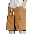 thumbnail image 1 of FRSASU Mens Cargo Shorts Casual Solid Color Lightweight Summer Outdoor Work Cargo Shorts with Multi Pockets Khaki, 1 of 9
