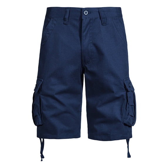 FRSASU Mens Cargo Shorts Solid Color Casual Lightweight with Multi Pockets Summer Outdoor Work Cargo Shorts Navy