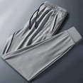 thumbnail image 1 of FRSASU Mens Casual Fashion Solid Color Drawstring Elastic Waist Pants Stretch Slacks and Pockets breathable and cool pants Gray, 1 of 4