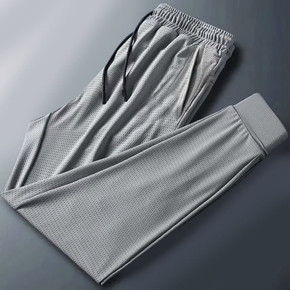 FRSASU Mens Casual Fashion Solid Color Drawstring Elastic Waist Pants Stretch Slacks and Pockets breathable and cool pants Gray