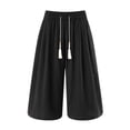 thumbnail image 1 of FRSASU Mens Casual Linen Shorts Summer Beach Vacation Lightweight Shorts Elastic Waist Drawstring Loose Fit Men's Perfect Short Black, 1 of 5