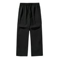 thumbnail image 1 of FRSASU Mens Casual Outdoor Pants Elastic Waist Lightweight Loose Fit Pleated Design Slacks Trousers Black, 1 of 5