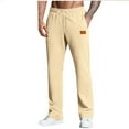 thumbnail image 1 of FRSASU Mens Casual Pants Elastic Waist Drawstring Lightweight Summer Loose Beach Straight Leg Pants with Pockets Beige, 1 of 5