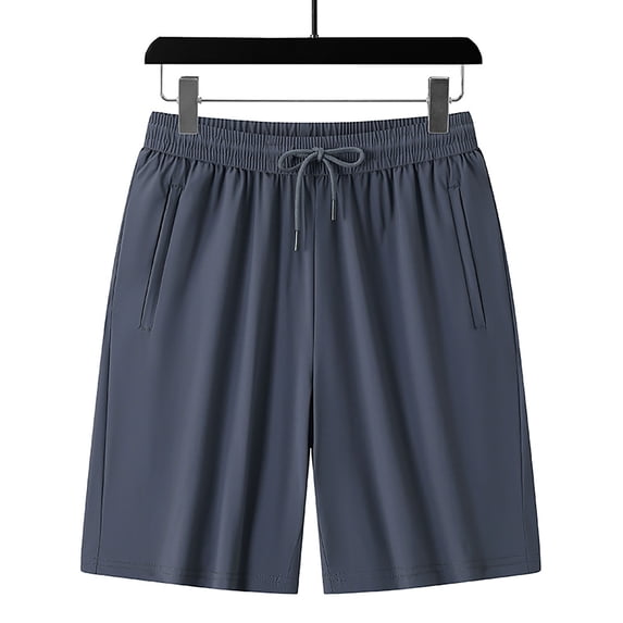 FRSASU Mens Casual Shorts Elastic Waist Drawstring Shorts Lightweight Breathable Summer Beach Shorts Dark Gray
