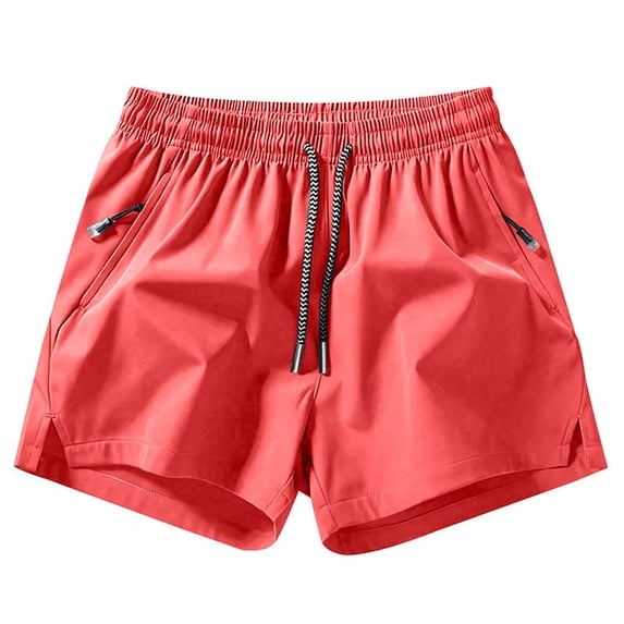 FRSASU Mens Casual Shorts Elastic Waist Drawstring Surfing Quick-drying Shorts Lightweight Summer Beach Shorts Watermelon Red