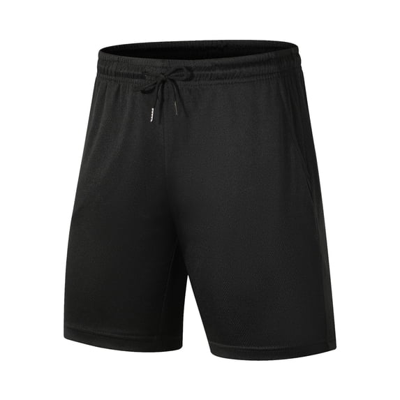 FRSASU Mens Casual Shorts Summer Drawstring Elastic Waist Beach Sweat Shorts Texture with Pockets Black