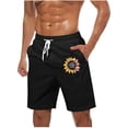 thumbnail image 1 of FRSASU Mens Casual Summer Beach American Flag Sunflower Graphics Shorts 9 Inch Lightweight Drawstring Elastic Waist Shorts with Pockets Black, 1 of 5