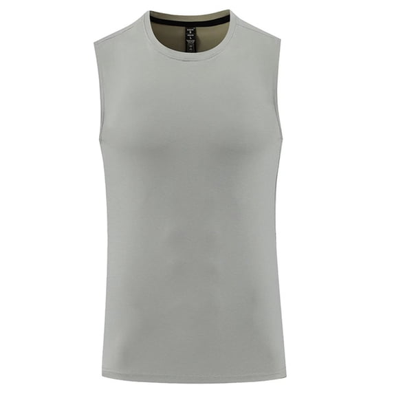 FRSASU Mens Casual Tank Tops Sleeveless Muscle Shirt Gym Athletic Lounge Casual Breathable Crew Neck Loose Fit Tee Dark Gray