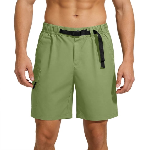 FRSASU Mens Casual Twill Cargo Shorts Cotton Drawstring Classic Cargo Stretch Short with Multi Pockets Army Green