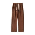 thumbnail image 1 of FRSASU Mens Corduroy Casual Plus Plush Pants Fashion Loose Fit Wide Leg Pants Straight Sweatpants Elastic Waist Drawstring Pants with Pocket Coffee, 1 of 9