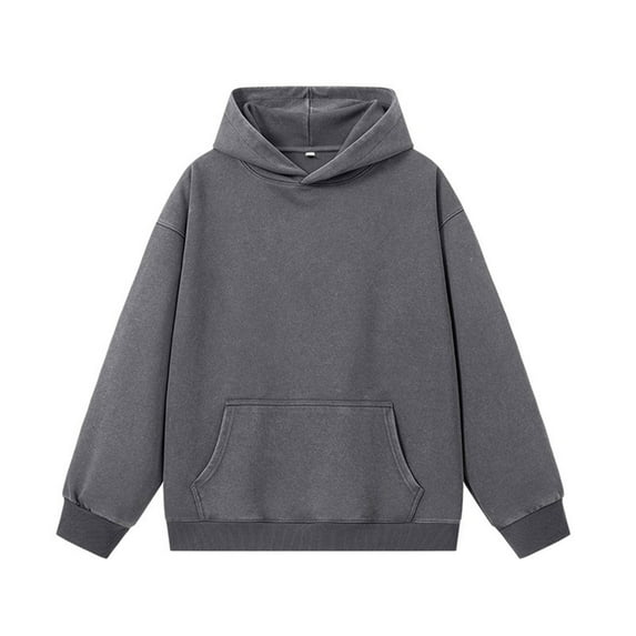FRSASU Mens Cotton Oversized Hoodies Vintage Hoodie Couples Pullover Hoodies for Men Streetwear Sweatshirts Dark Gray