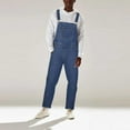 thumbnail image 1 of FRSASU Mens Denim Long Cargo Pants Trousers Jeans Overalls Casual Suspender Playsuits Work Clothes Dark Blue, 1 of 8