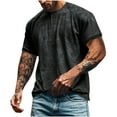 thumbnail image 1 of FRSASU Mens Distressed Henley Shirts Retro Short Sleeve Tee Shirts Casual Button Down Washed T-Shirts for Men Black, 1 of 9