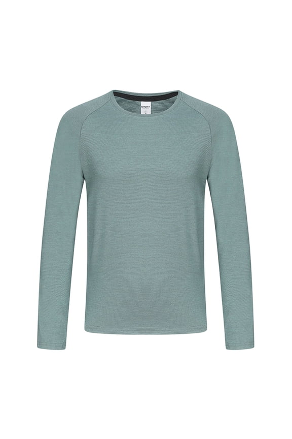 Mens Elastic Long Sleeve Slim Fit Muscle T Shirts Casual Crewneck Longline Ribbed Tee Shirts for Gym Workout Army Green