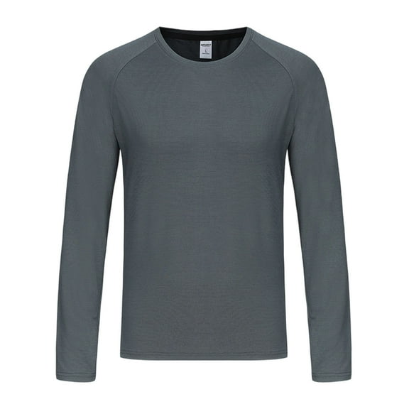 FRSASU Mens Elastic Long Sleeve Slim Fit Muscle T Shirts Casual Crewneck Longline Ribbed Tee Shirts for Gym Workout Dark Gray