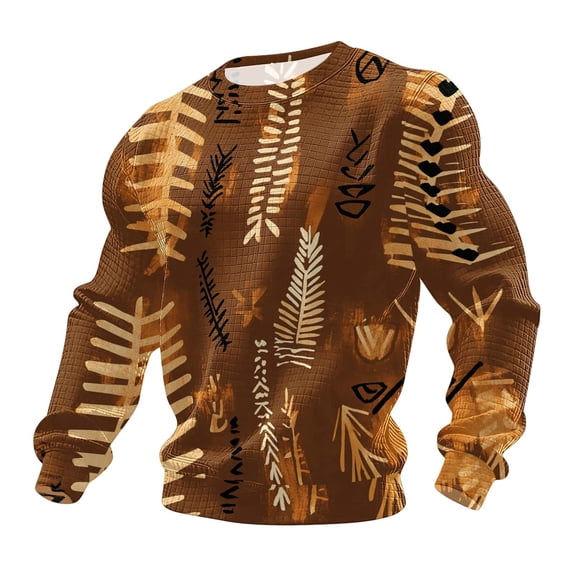 FRSASU Mens Ethnic Pattern Men's Crewneck Sweatshirt Long Sleeve Sweater Shirt Casual Pullovers Tops Multicolor-F