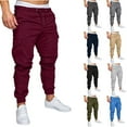 thumbnail image 1 of FRSASU Mens Fashion Joggers Sports Pants Cargo Pants Casual men's work ankle ties pants with pockets White, 1 of 5