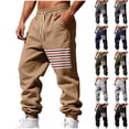 thumbnail image 1 of FRSASU Mens Fleece Lined Sweatpants Warm Winter Athletic Jogger Pants with Pockets Drawstring Outdoor Striped Vintage Tapered Trousers Navy, 1 of 9