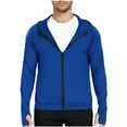 thumbnail image 1 of FRSASU Mens Full Zip Hoodie Jacket Sports Hiking Long Sleeve Lightweight Breathable Pockets Shirts with Thumbholes Blue, 1 of 5