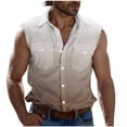 thumbnail image 1 of FRSASU Mens Gradient Sleeveless Summer Shirts Beach Tank Tops Button up Dress Vest Tank Shirt for Vacation Khaki, 1 of 5