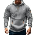 thumbnail image 1 of FRSASU Mens Half Zip Plus Size Oversized Comfy Big and Tall Long Sleeve Travel Mens Workwear Hooded Sweatshirt Gray, 1 of 5