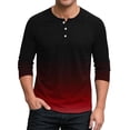 thumbnail image 1 of FRSASU Mens Henley 3/4 Sleeve T-Shirt 3 Button Jersey Baseball Tees Gradient Color Spring Summer Casual Pullover Tops Wine, 1 of 4